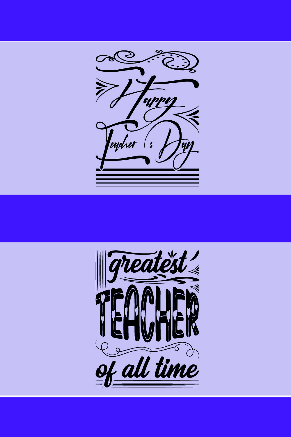 Happy Teacher's Day T-shirt Design Bundle pinterest preview image.
