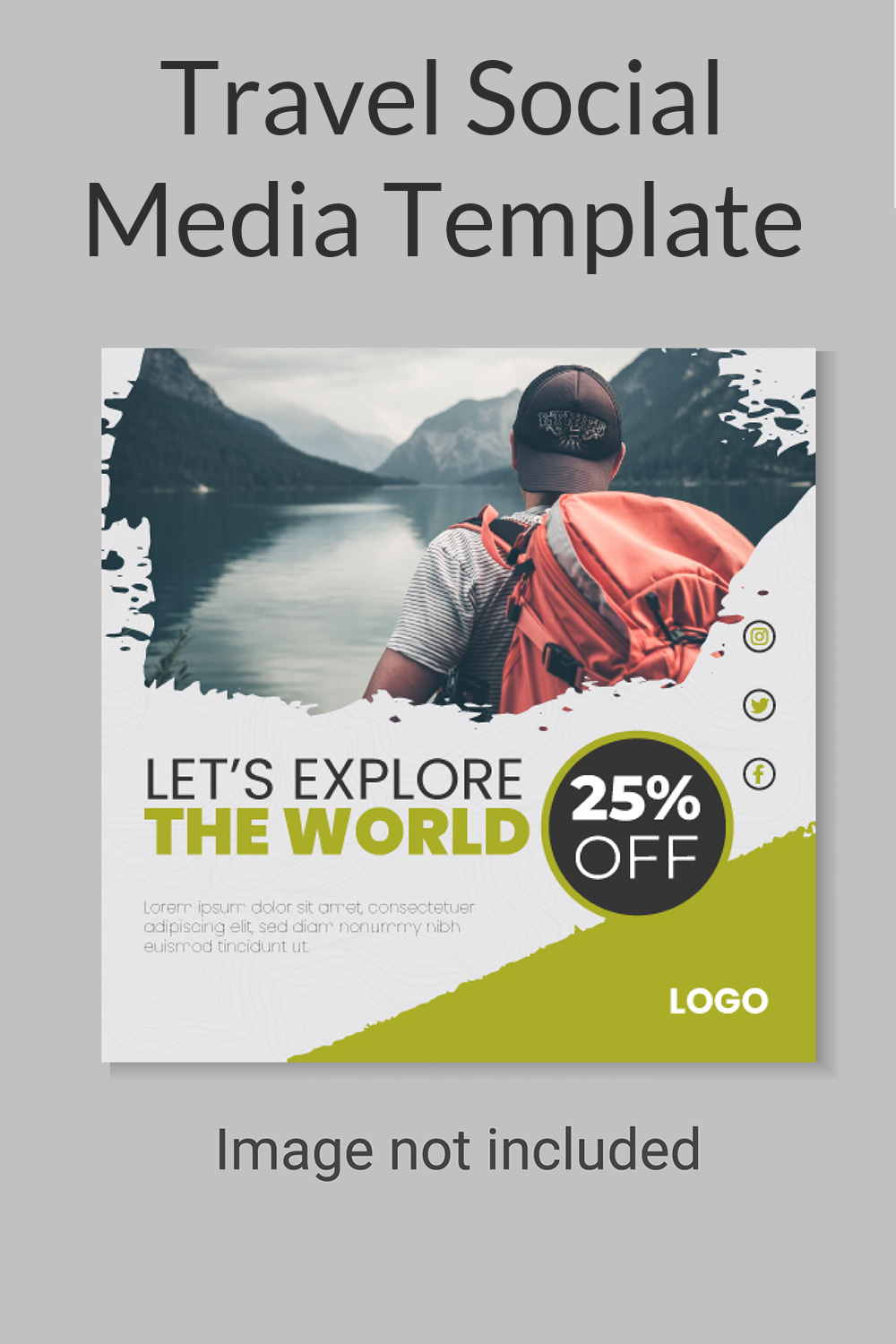 travel and tourism Instagram post or social media post template pinterest preview image.