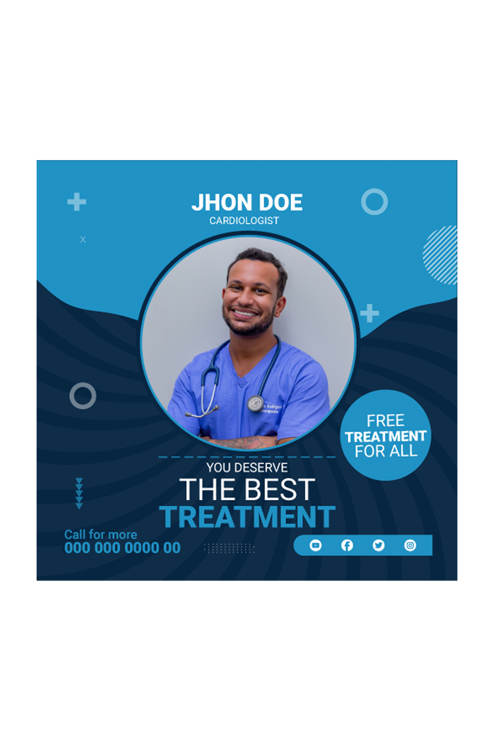 professional clinic medical social media template pinterest preview image.