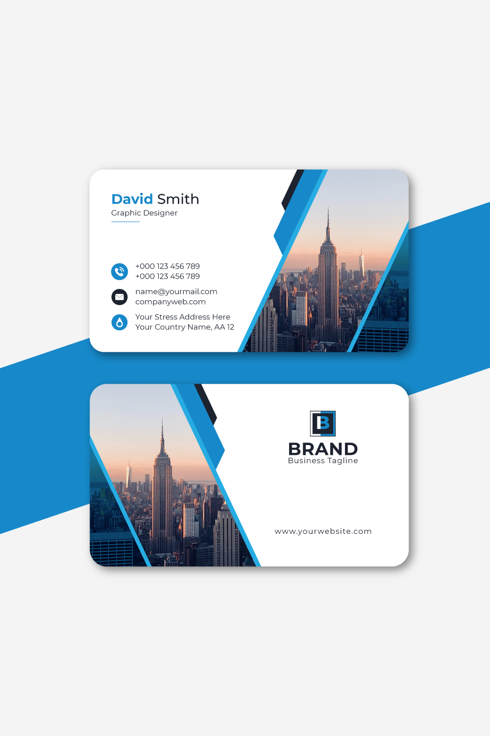 Modern Business Card Design Template pinterest preview image.