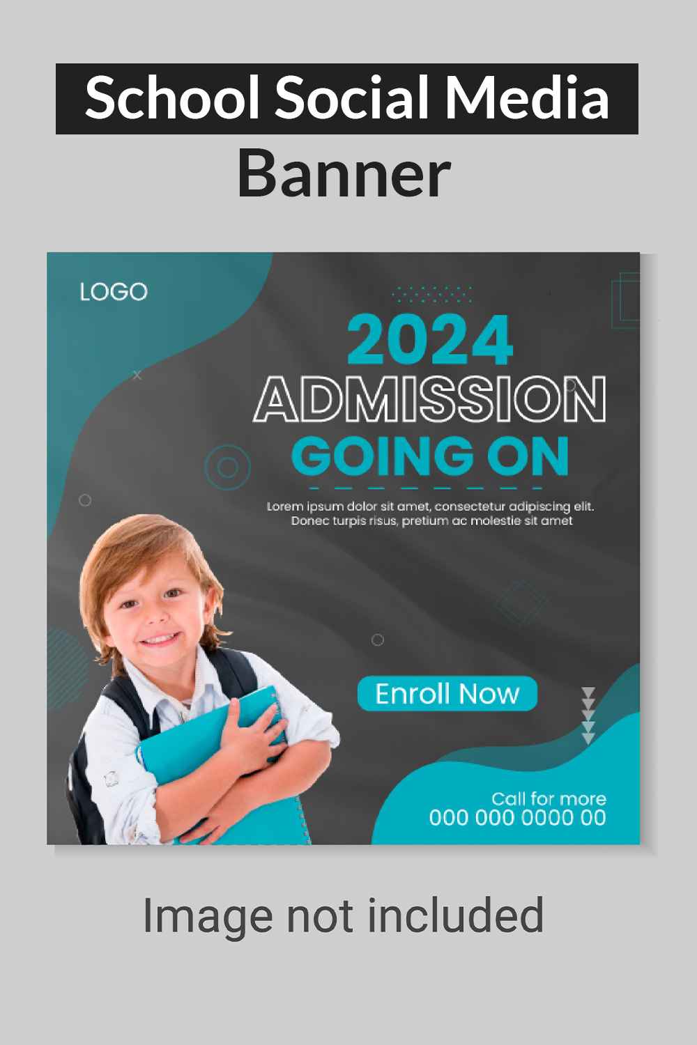school admission social media post and web banner template pinterest preview image.