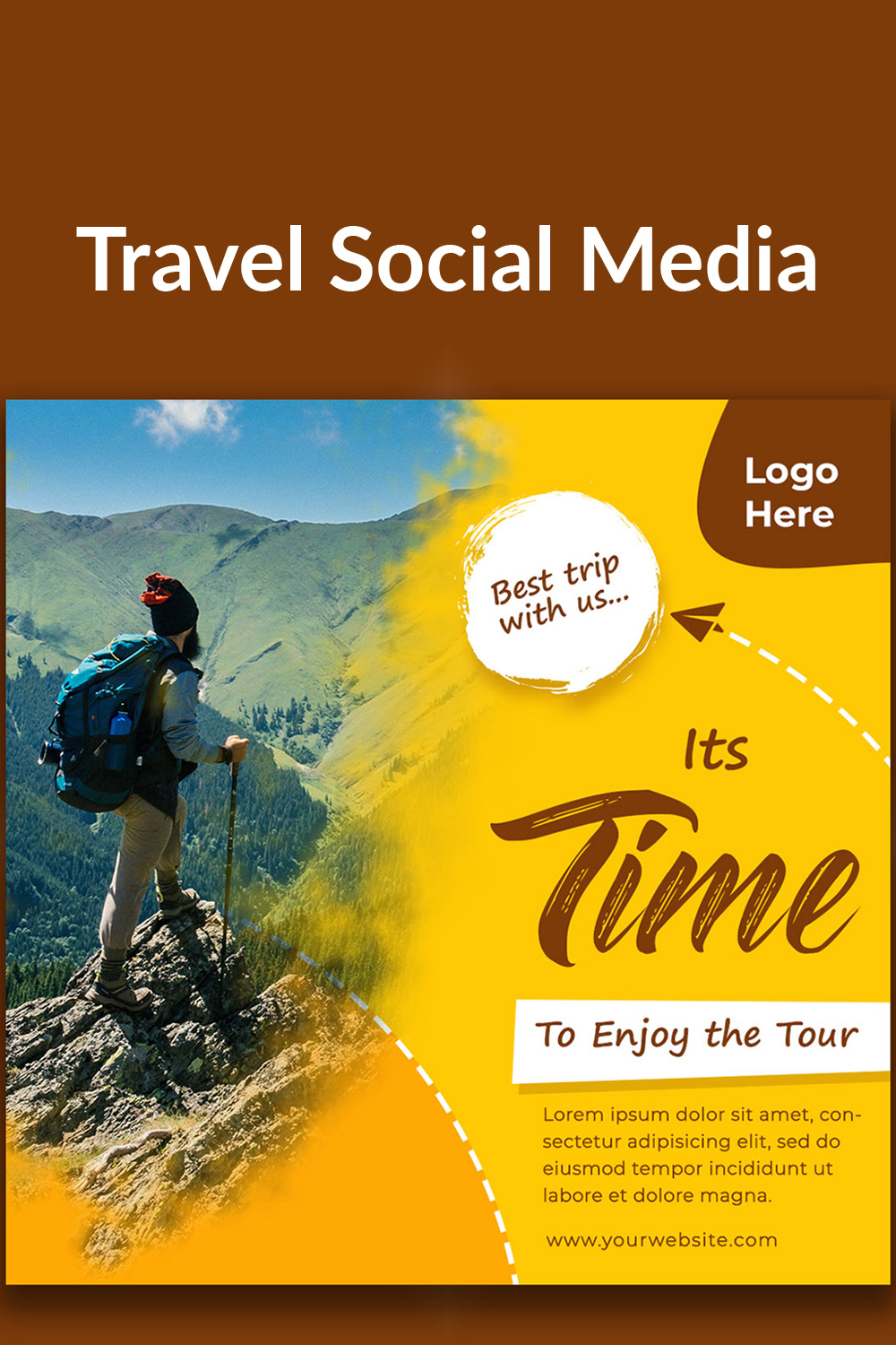 PSD travel and tourism Instagram post or social media post template pinterest preview image.