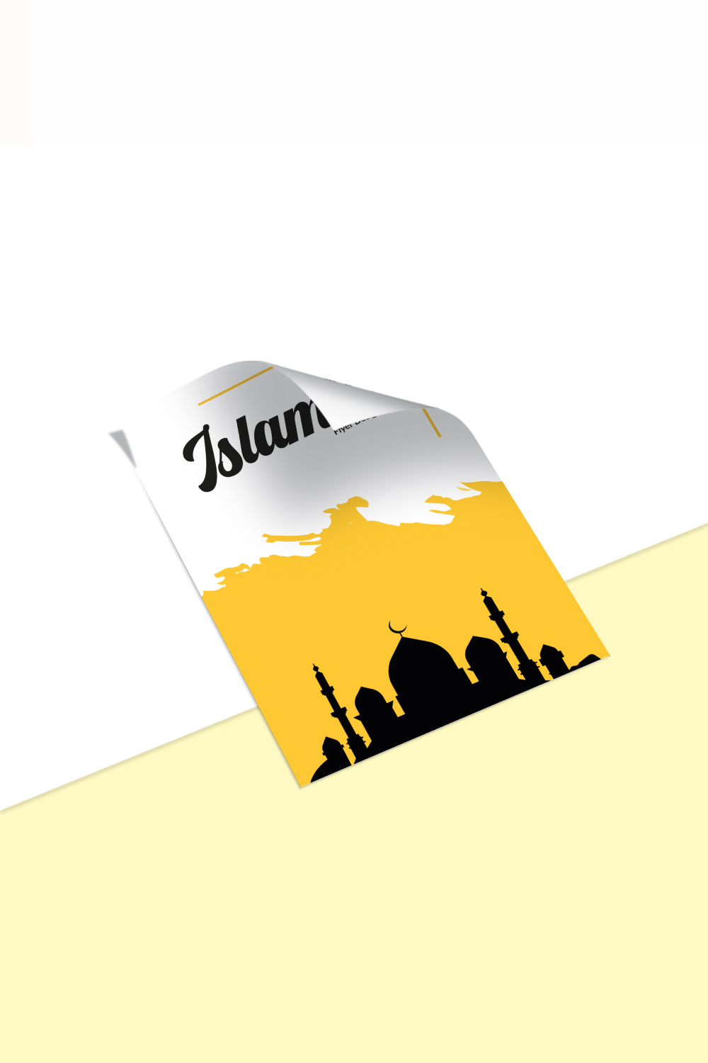 Islamic flyer template with Dark mosque silhouette on colorful background pinterest preview image.