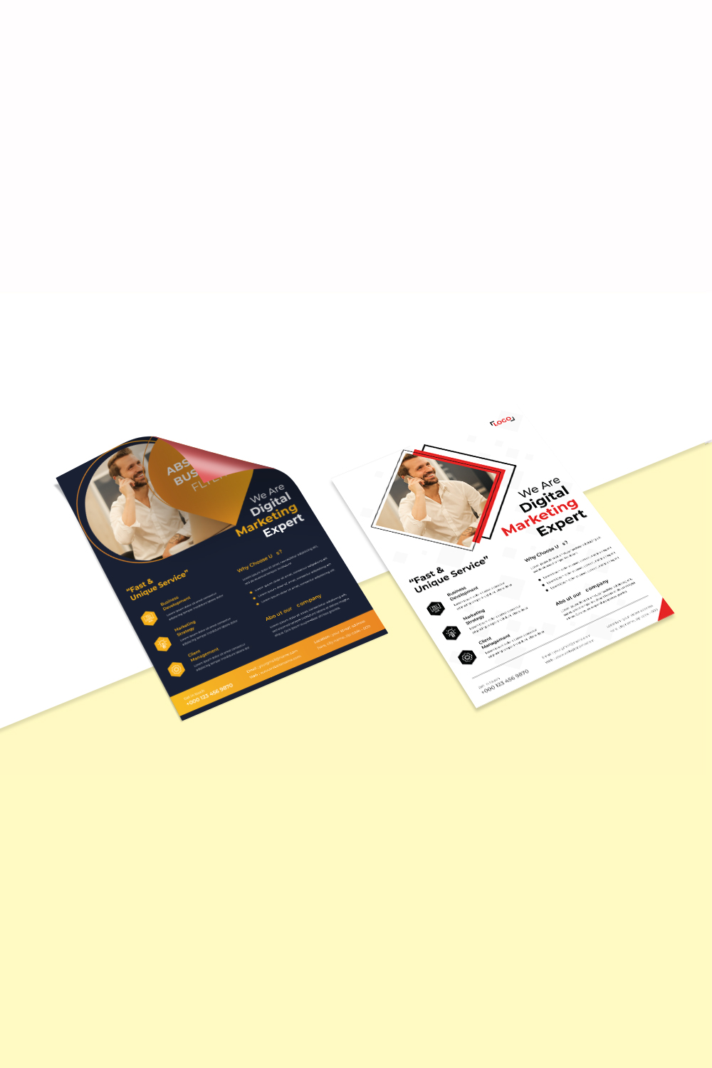 2 Bundles Digital marketing agency modern business flyer design vector template pinterest preview image.