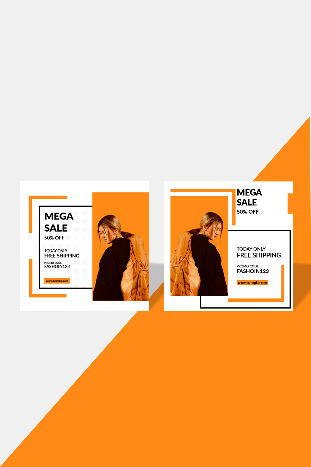 2 Bundles Special offer mega sale & fashion banner background template design vector illustration pinterest preview image.