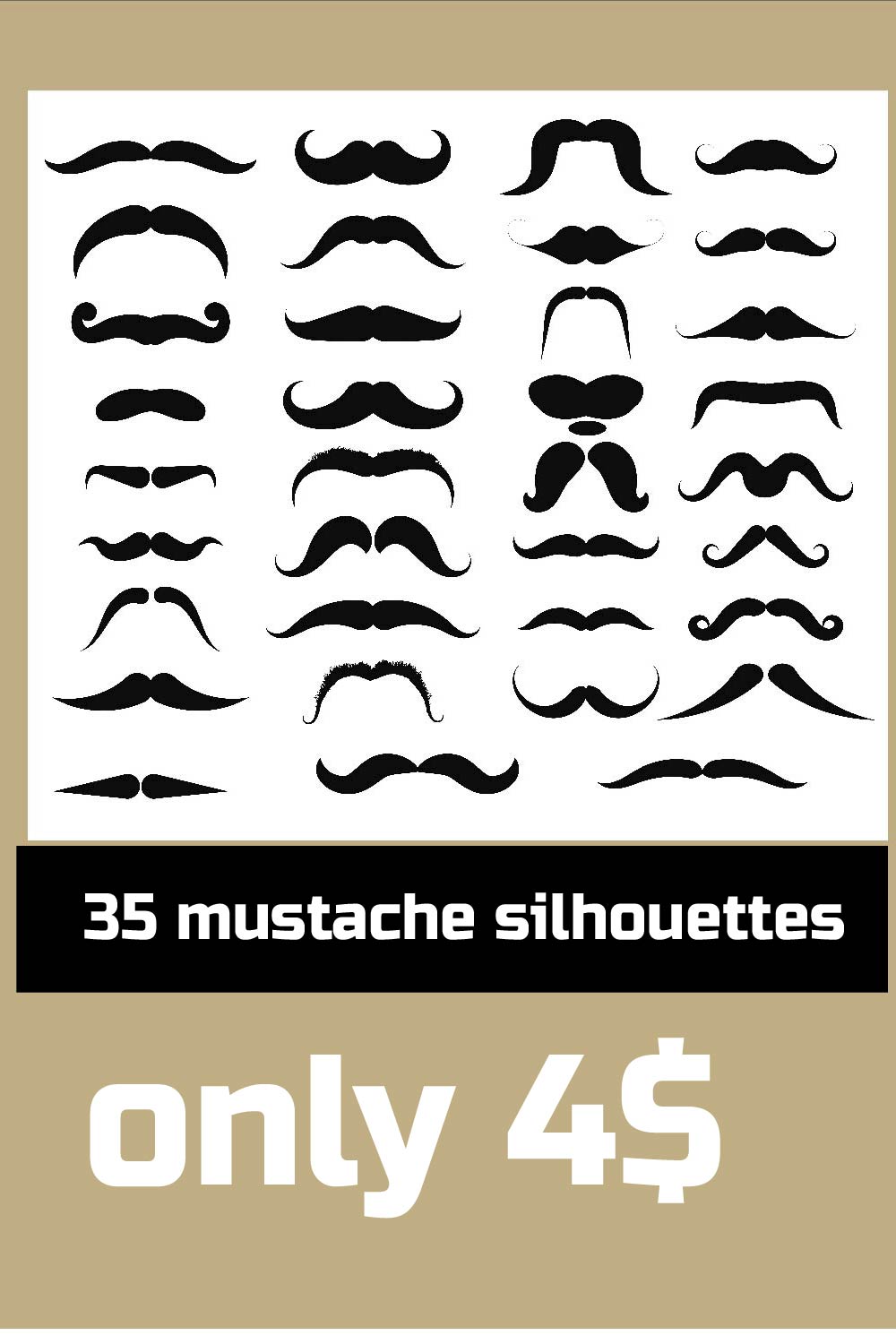 35 mustache vector silhouettes design bundle pinterest preview image.