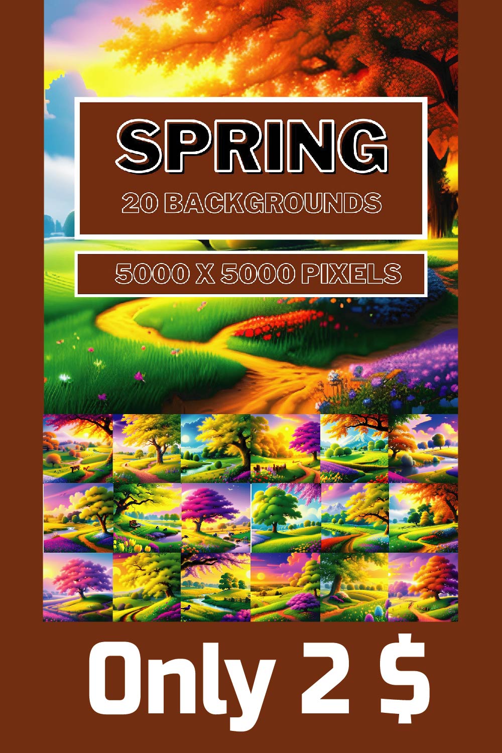 spring bundle with high quality 20 backgrounds pinterest preview image.