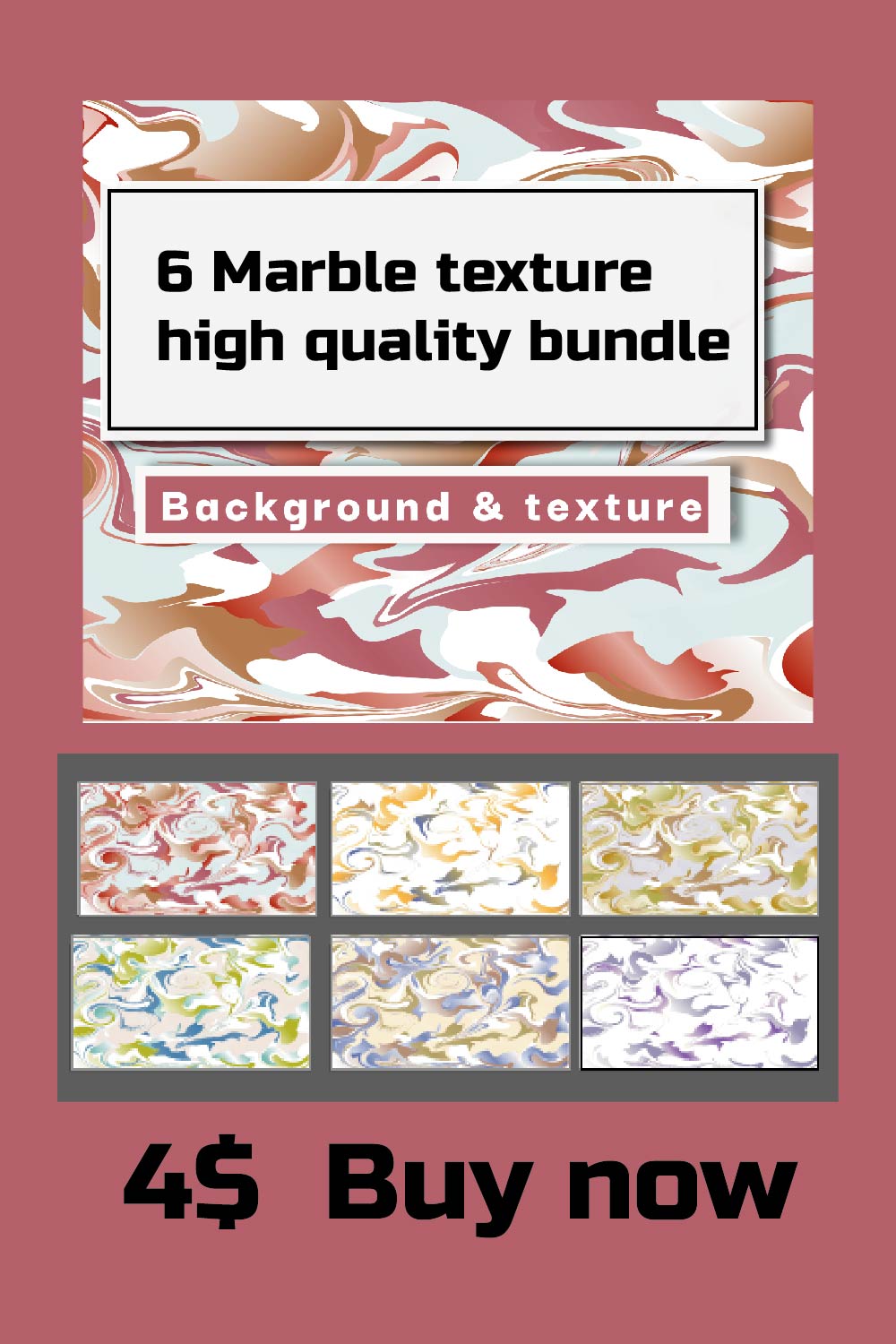 6 marble background and texture bundle pinterest preview image.