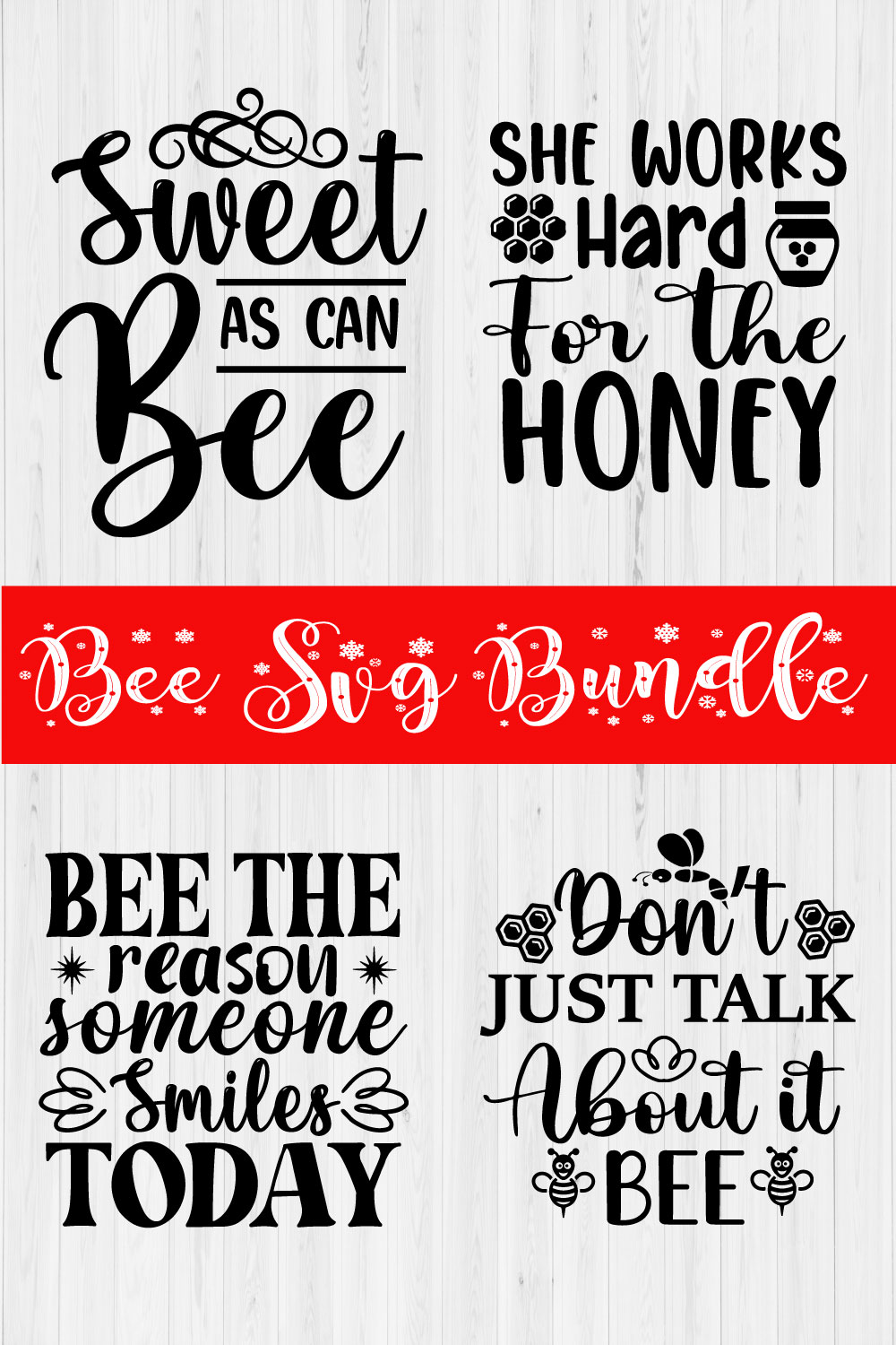 Funny Bee Svg Quotes Set Vol5 pinterest preview image.