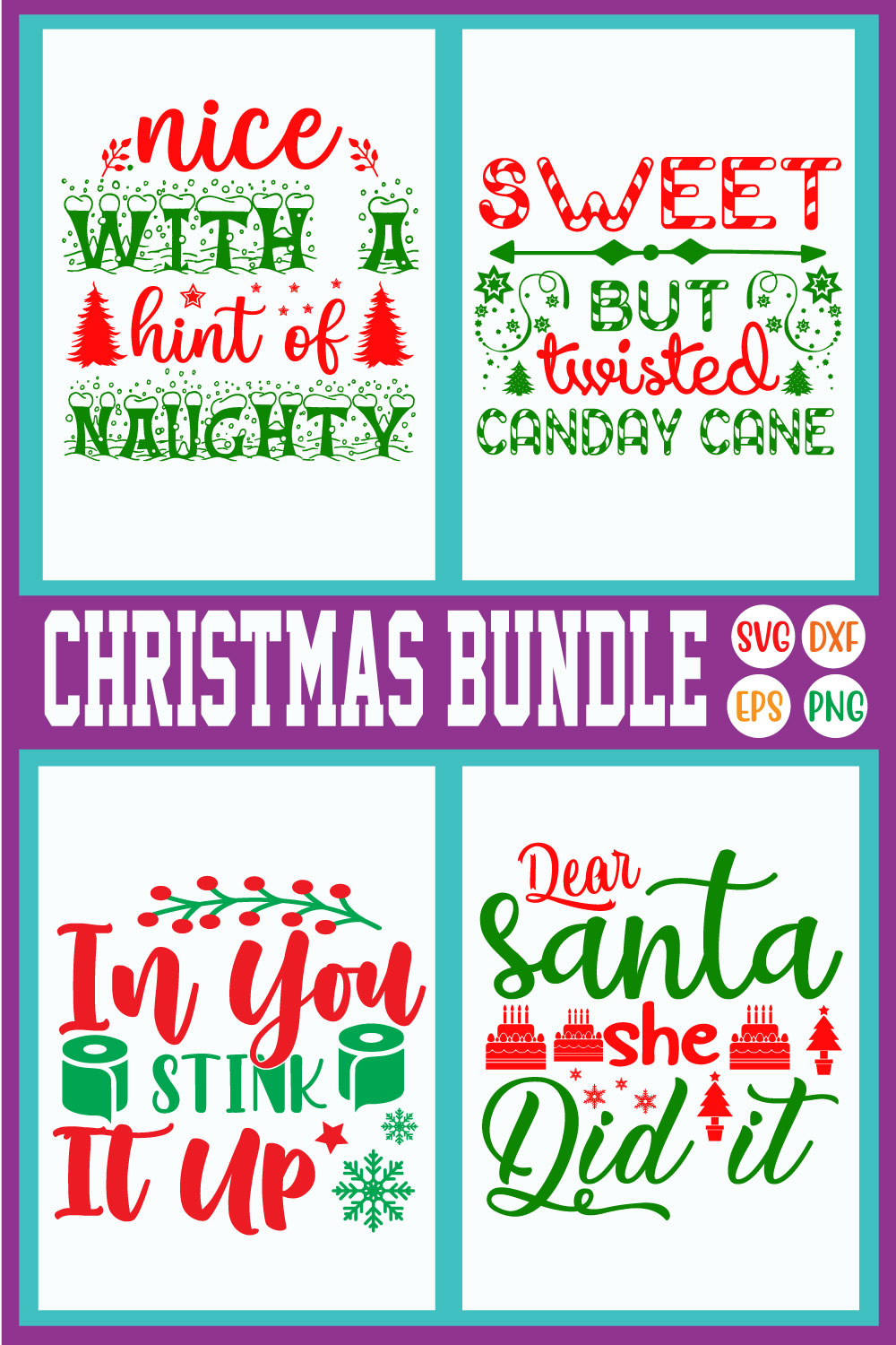 Christmas Svg Design Bundle Vol44 pinterest preview image.