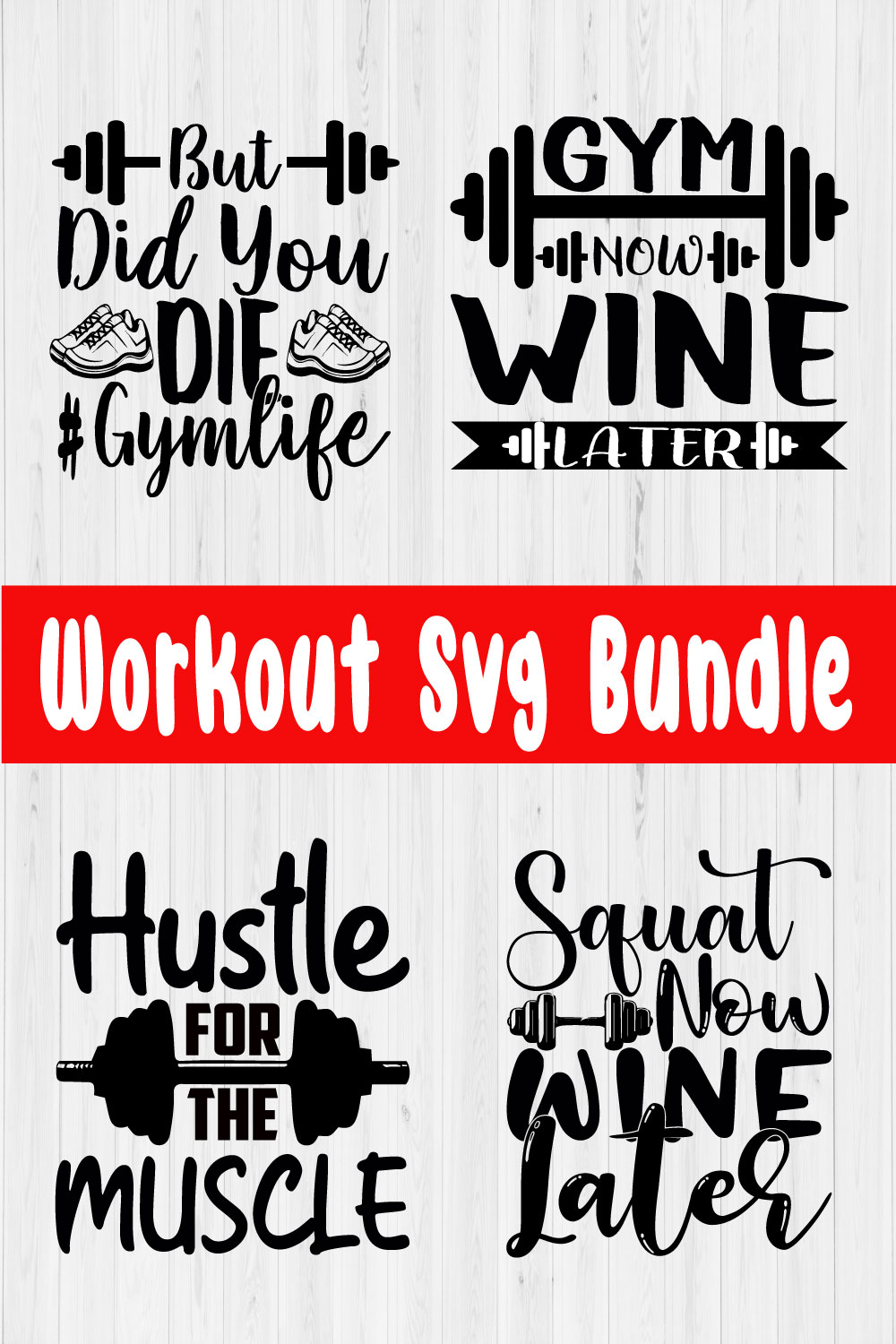 Workout T-shirt Design Bundle Vol12 pinterest preview image.