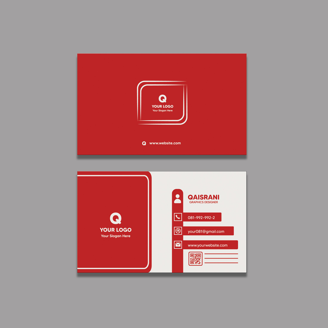 Attractive Red+White Business card preview image.