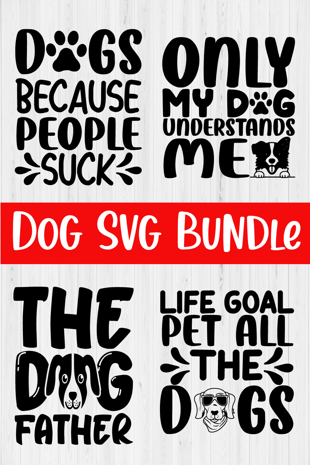 Dog Svg Typography Design Bundle4 pinterest preview image.