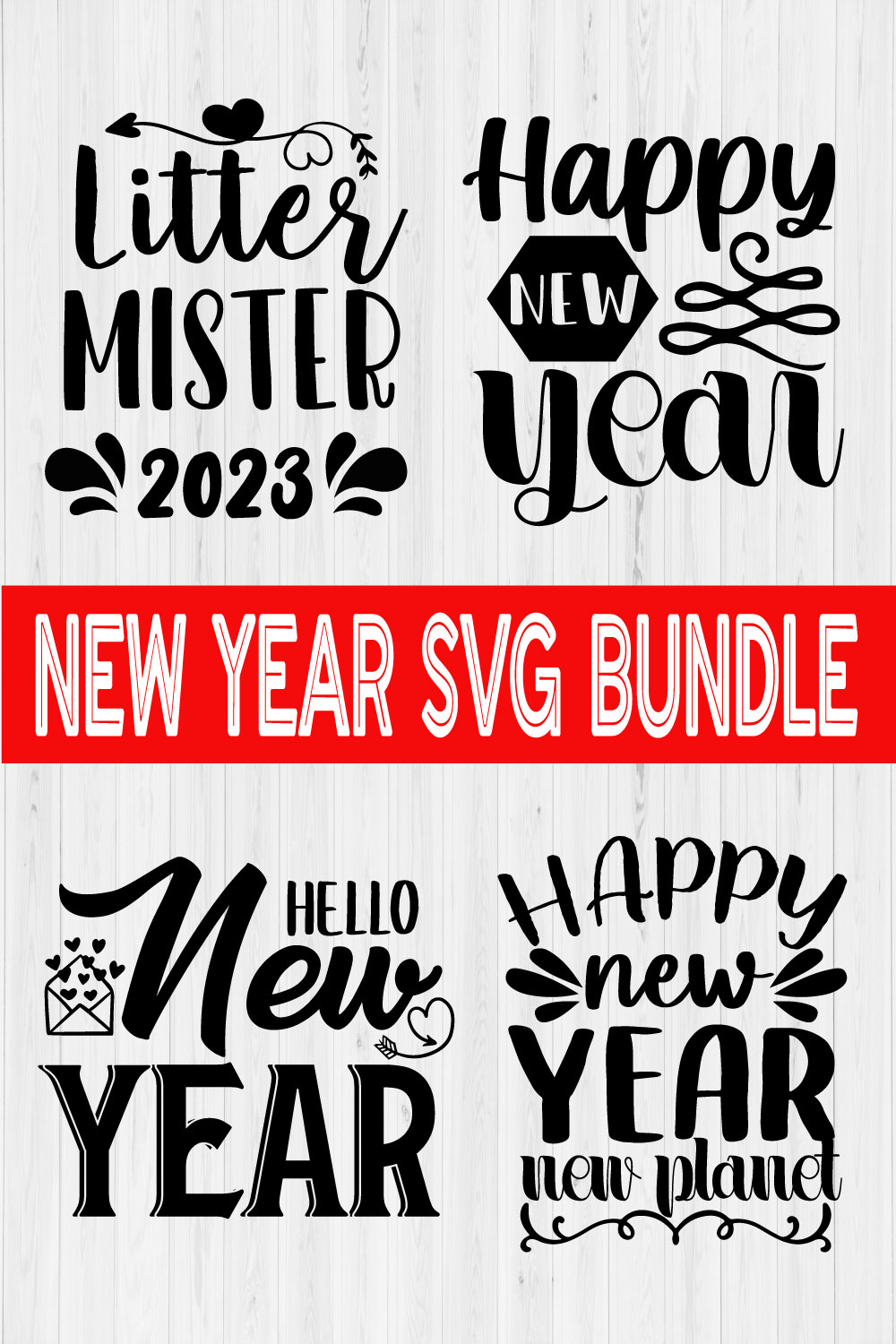 Happy new year Svg Bundle Vol1 pinterest preview image.