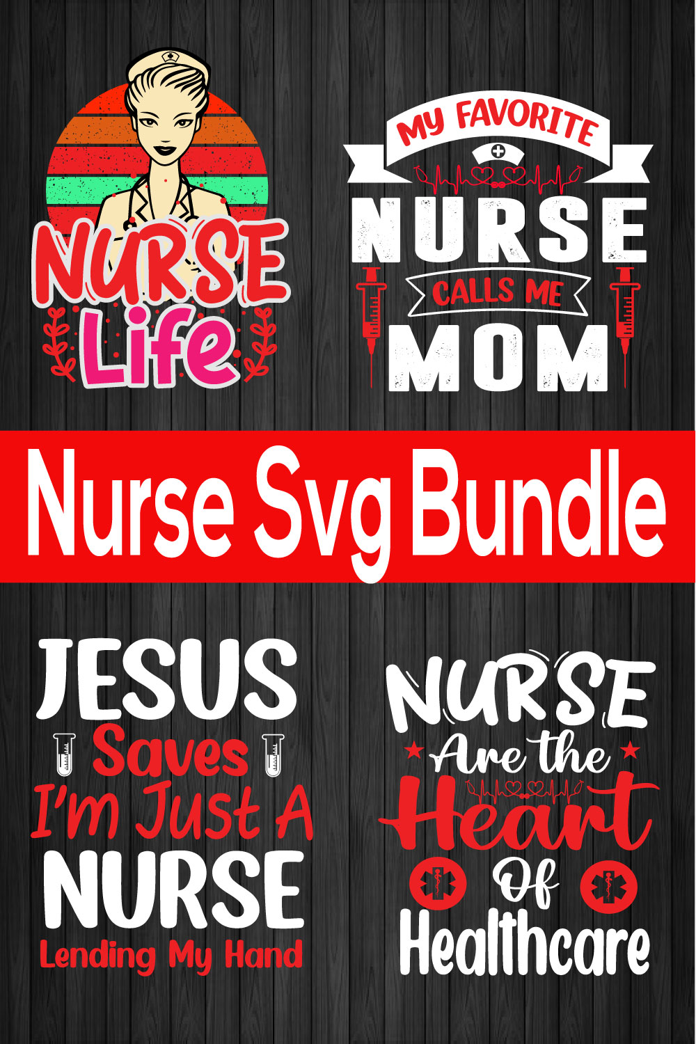 Nurse Svg Quotes Design Bundle Vol3 pinterest preview image.