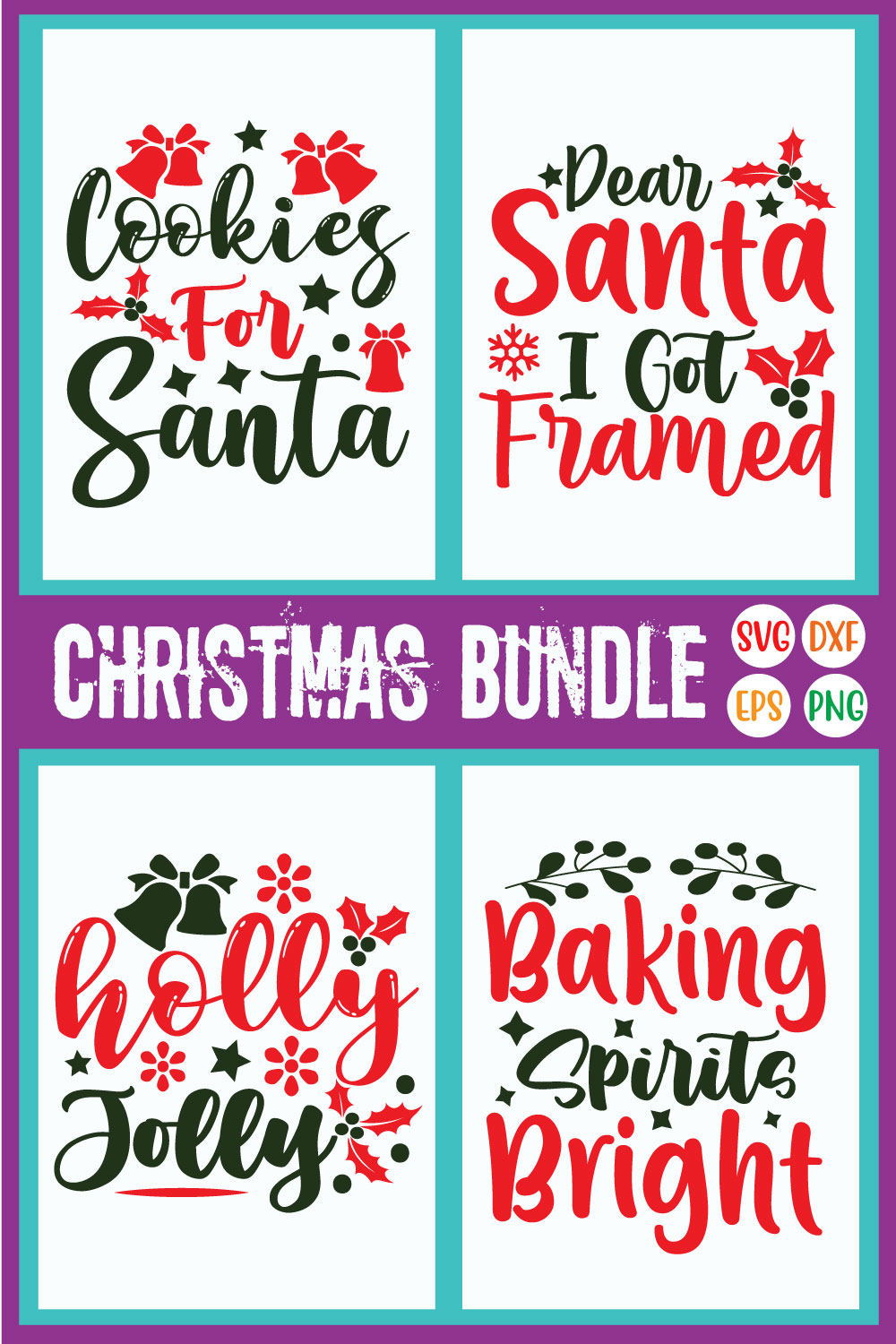 Christmas Svg Typography Design Vol17 pinterest preview image.