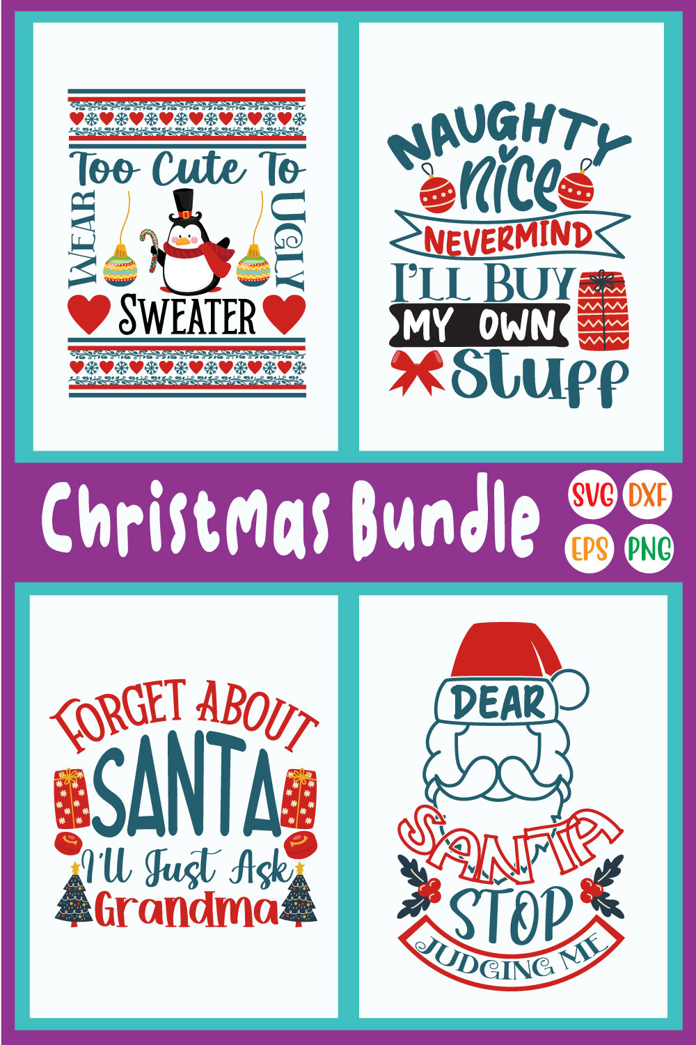 Christmas Svg funny quote vol23 pinterest preview image.