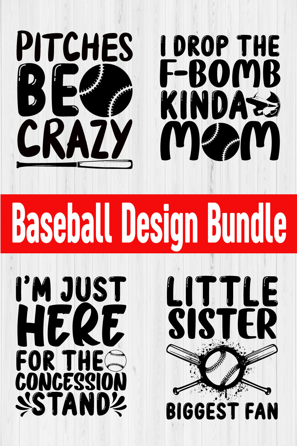 Baseball Svg Bundle Vol1 pinterest preview image.