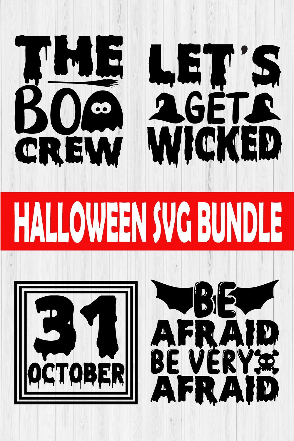 Halloween Svg Typography Design Bundle Vol5 pinterest preview image.