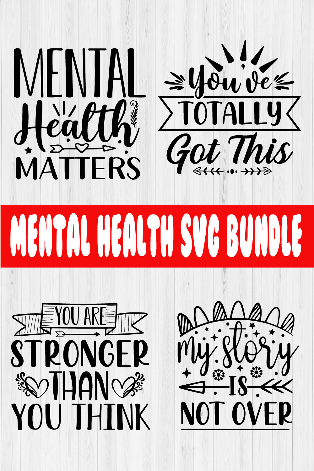 Mental Health Svg Quotes Bundle Vol2 pinterest preview image.
