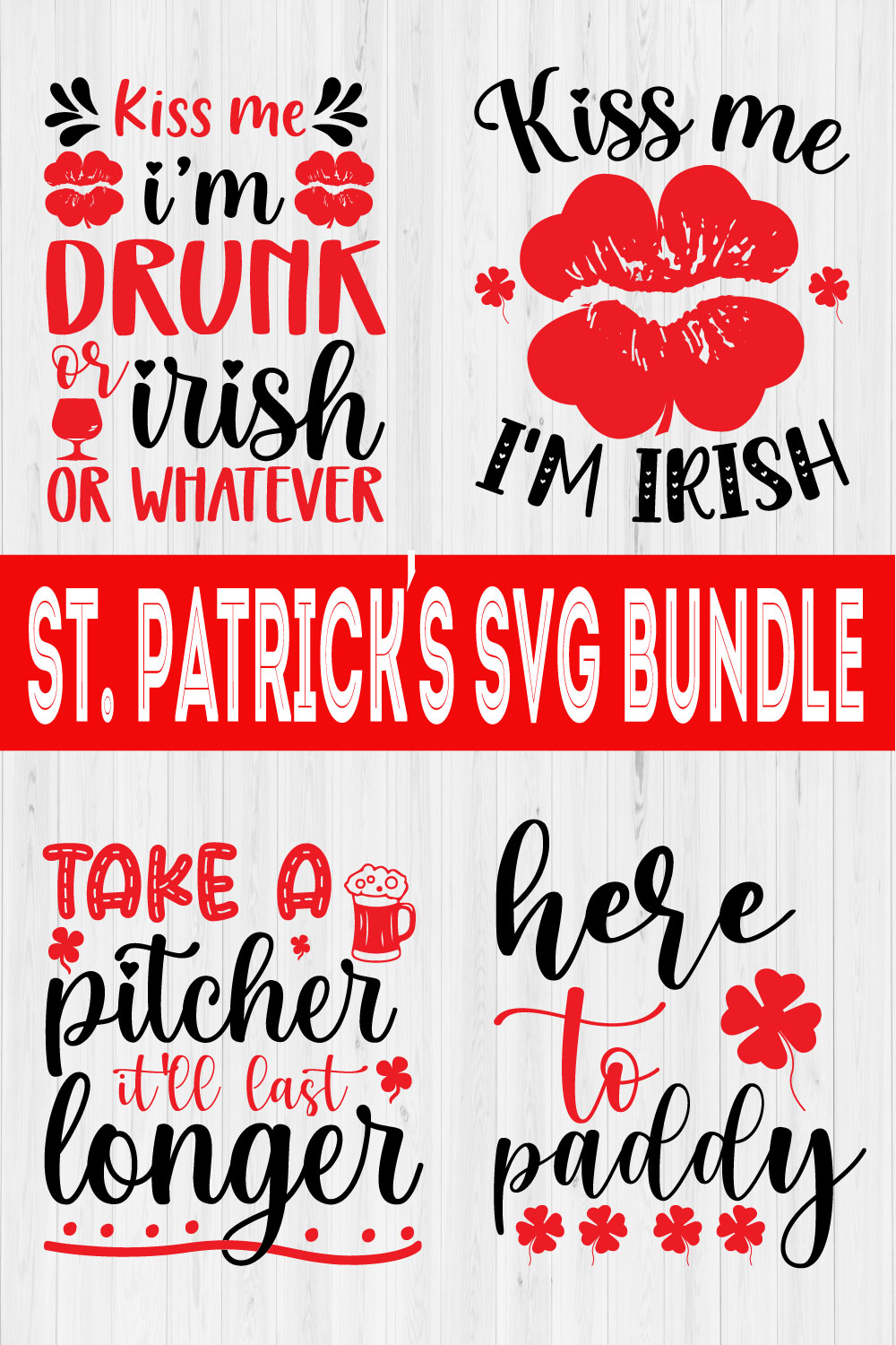 Patrick's Day Svg Typography Bundle Vol5 pinterest preview image.
