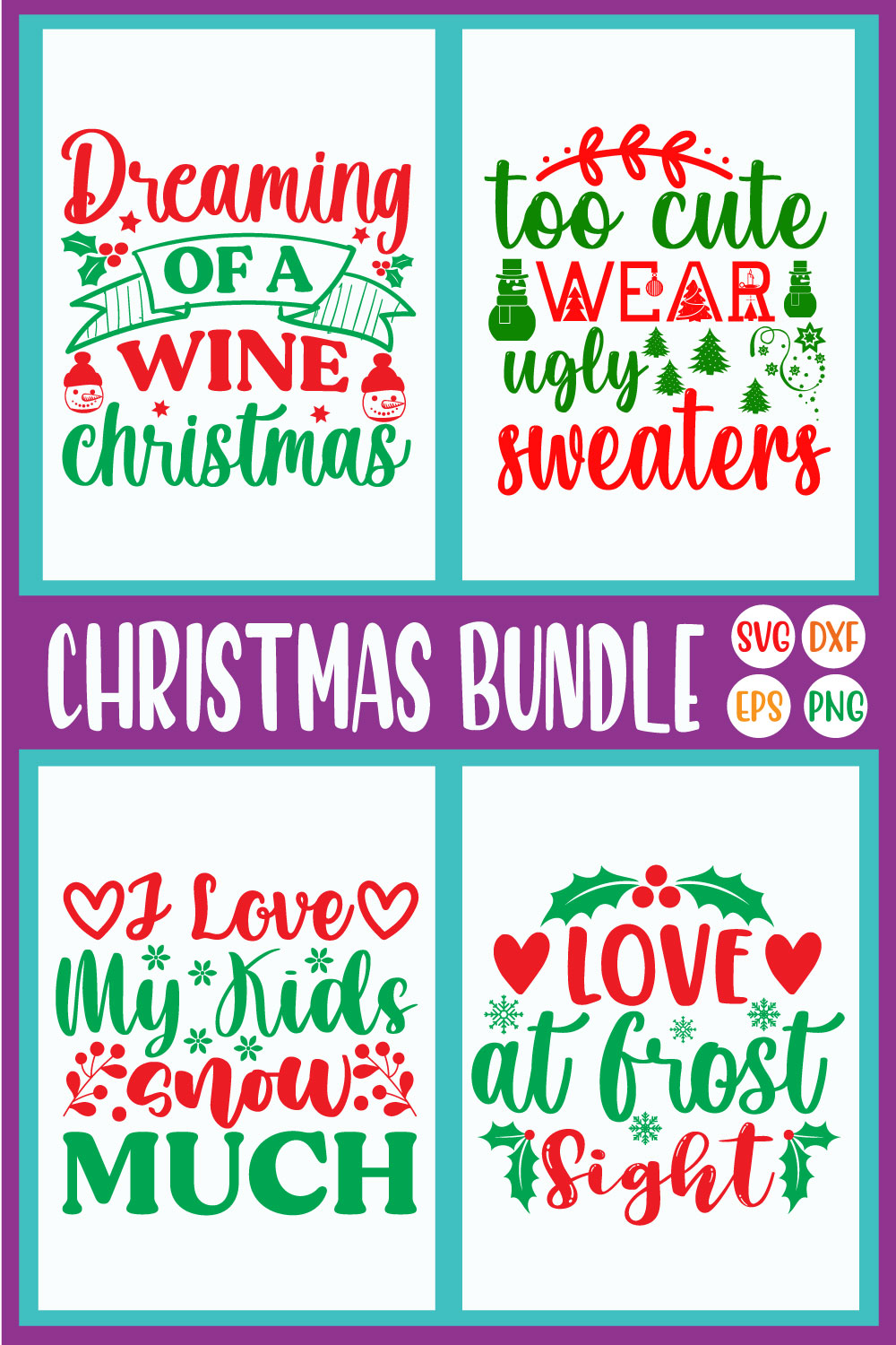 Christmas Svg Typography Design Vol41 pinterest preview image.