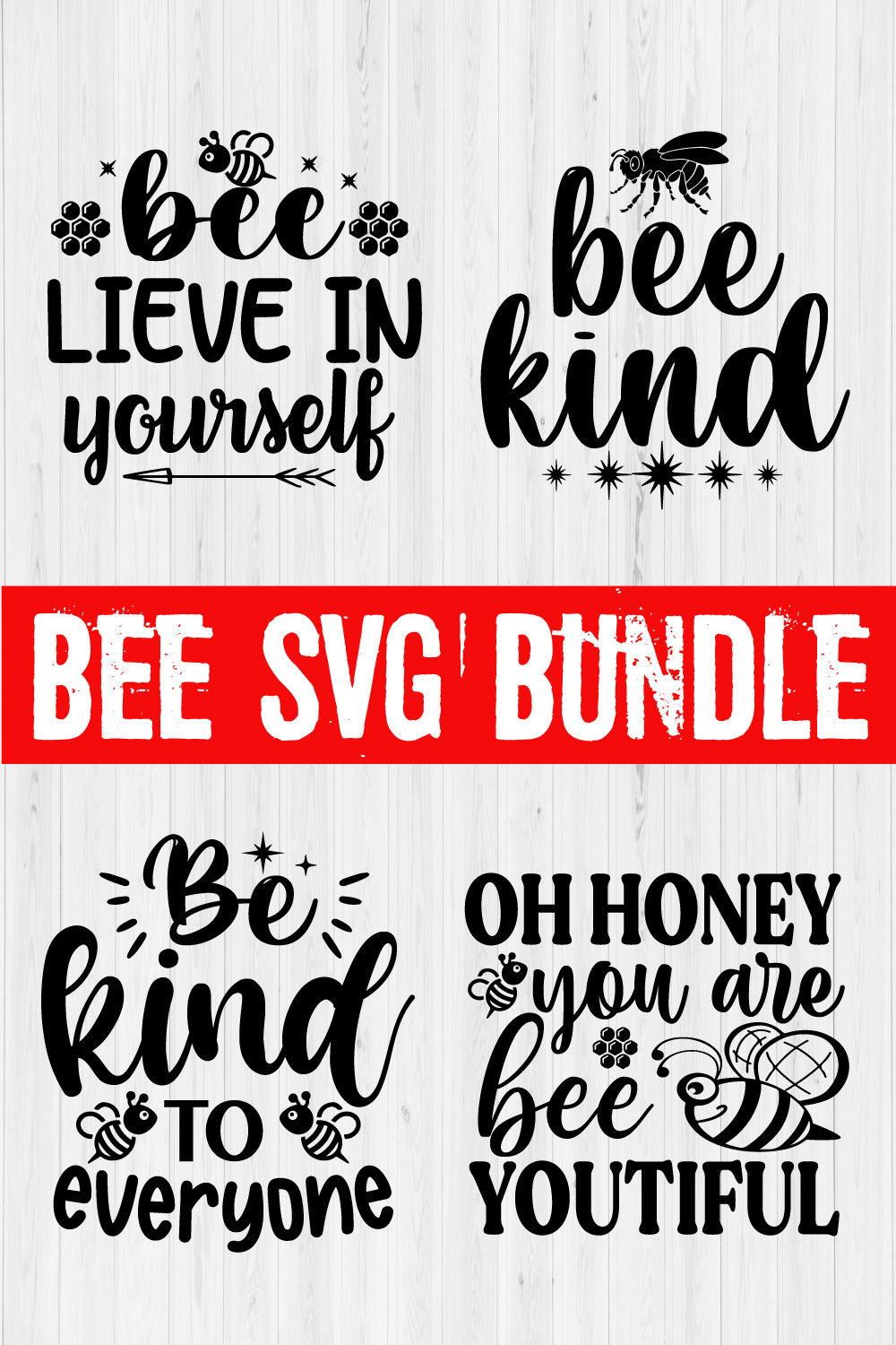 Bee Svg Typography Design Bundle Vol7 pinterest preview image.