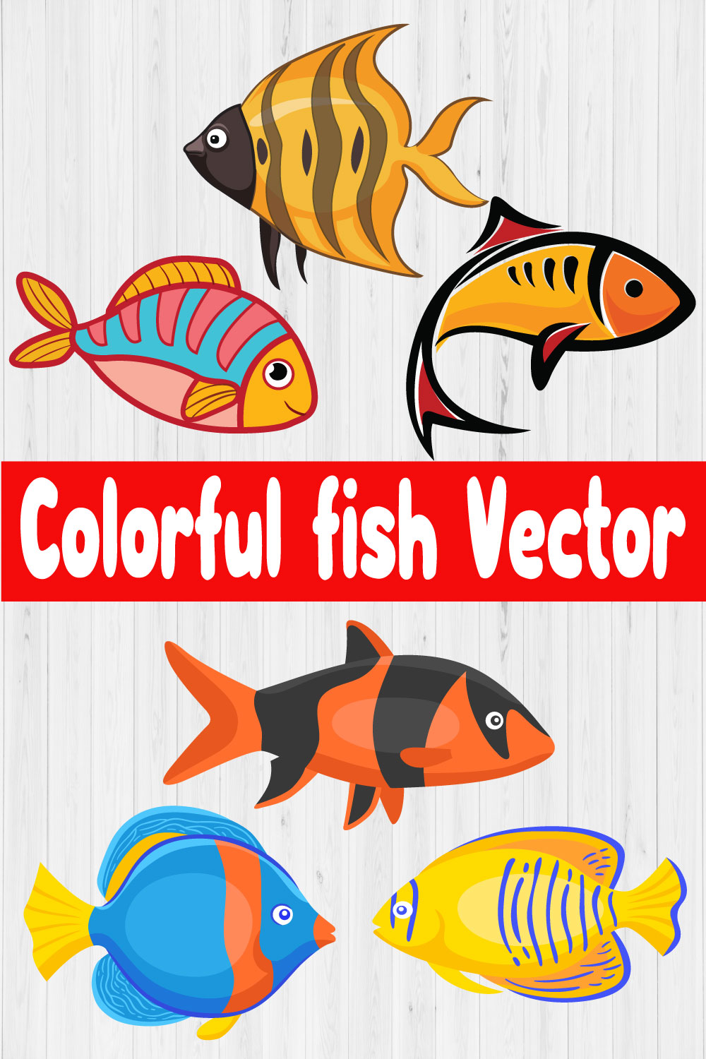 Colorful Fish Vector Set vol2 pinterest preview image.