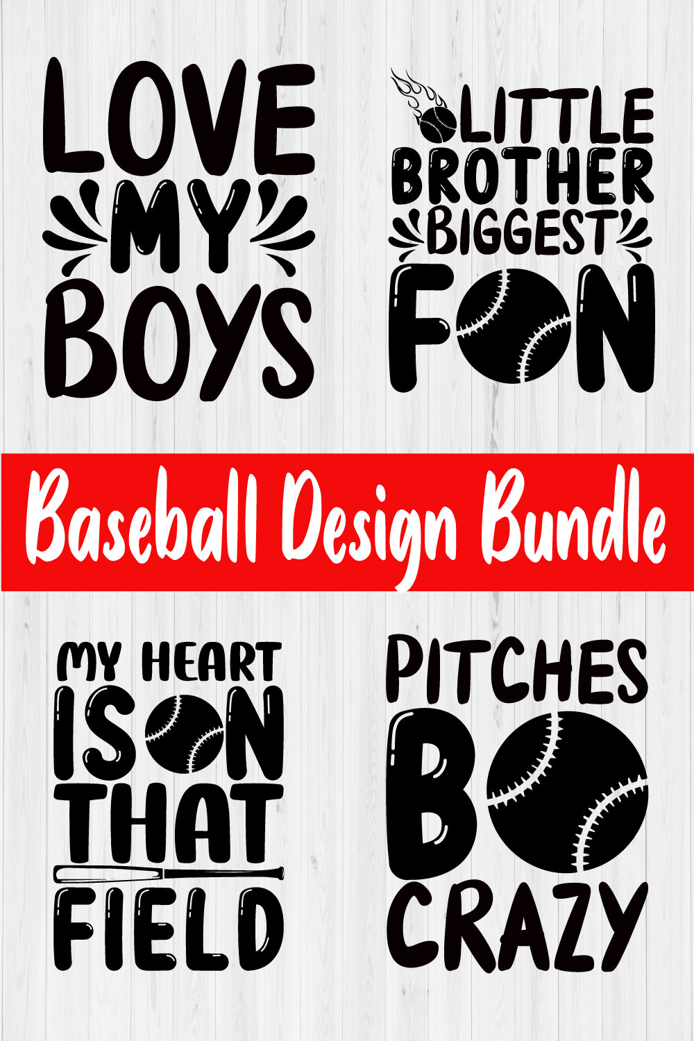 Baseball Design Bundle Vol2 pinterest preview image.