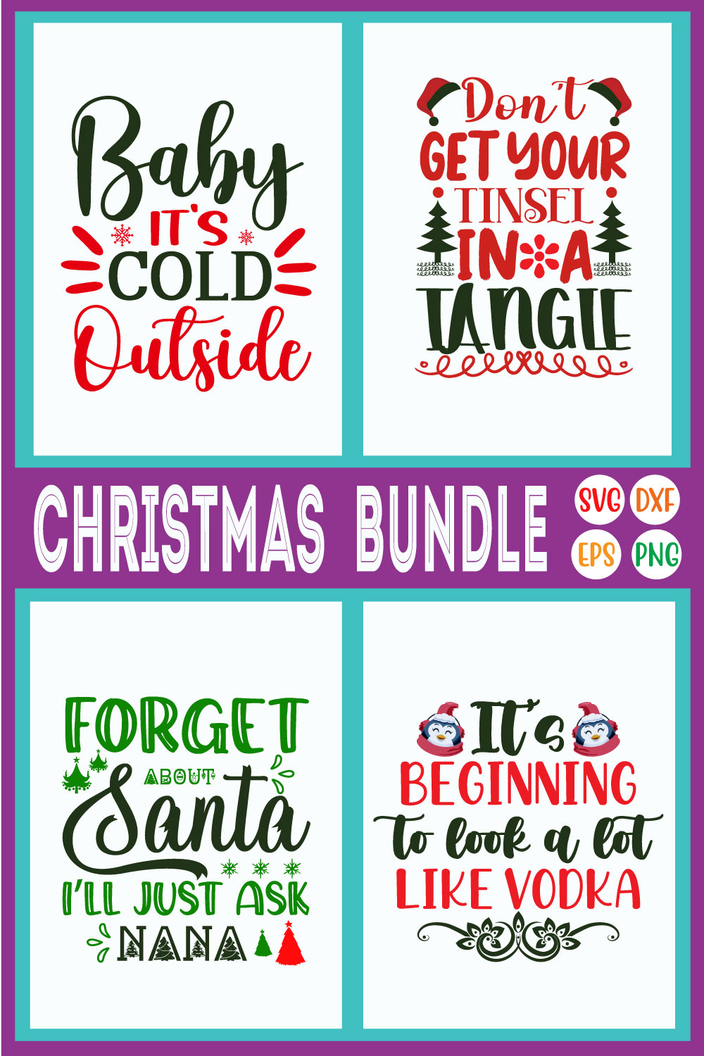 Christmas Svg Bundle Vol72 pinterest preview image.