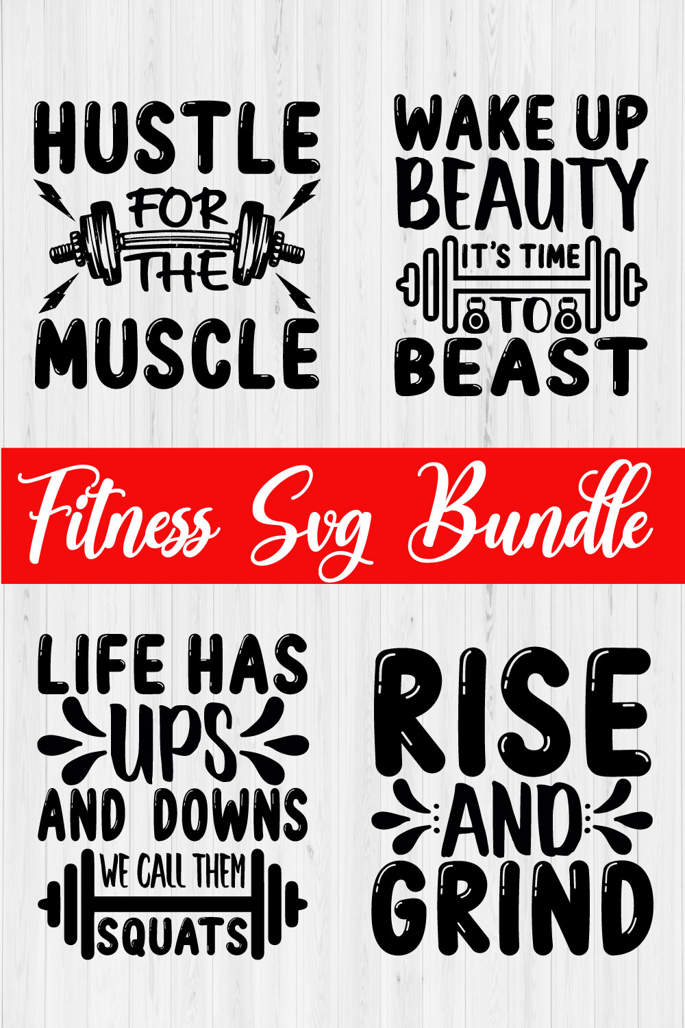 Fitness Svg Typography Design Bundle Vol5 pinterest preview image.