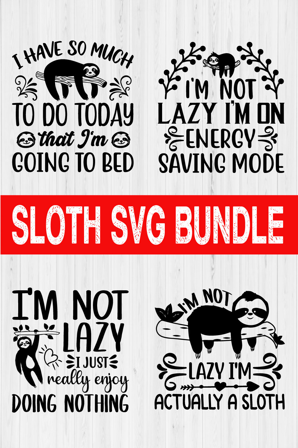 Sloth T-shirt Design Bundle Vol4 pinterest preview image.