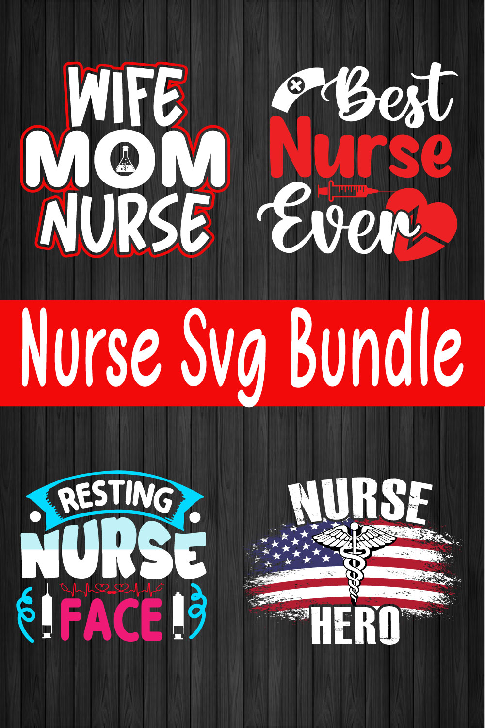 Nurse T-shirt Design Bundle Vol2 pinterest preview image.