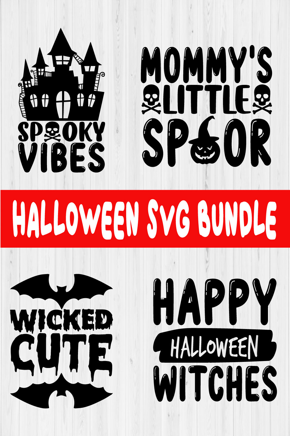 Halloween Typography Design Bundle Vol10 pinterest preview image.