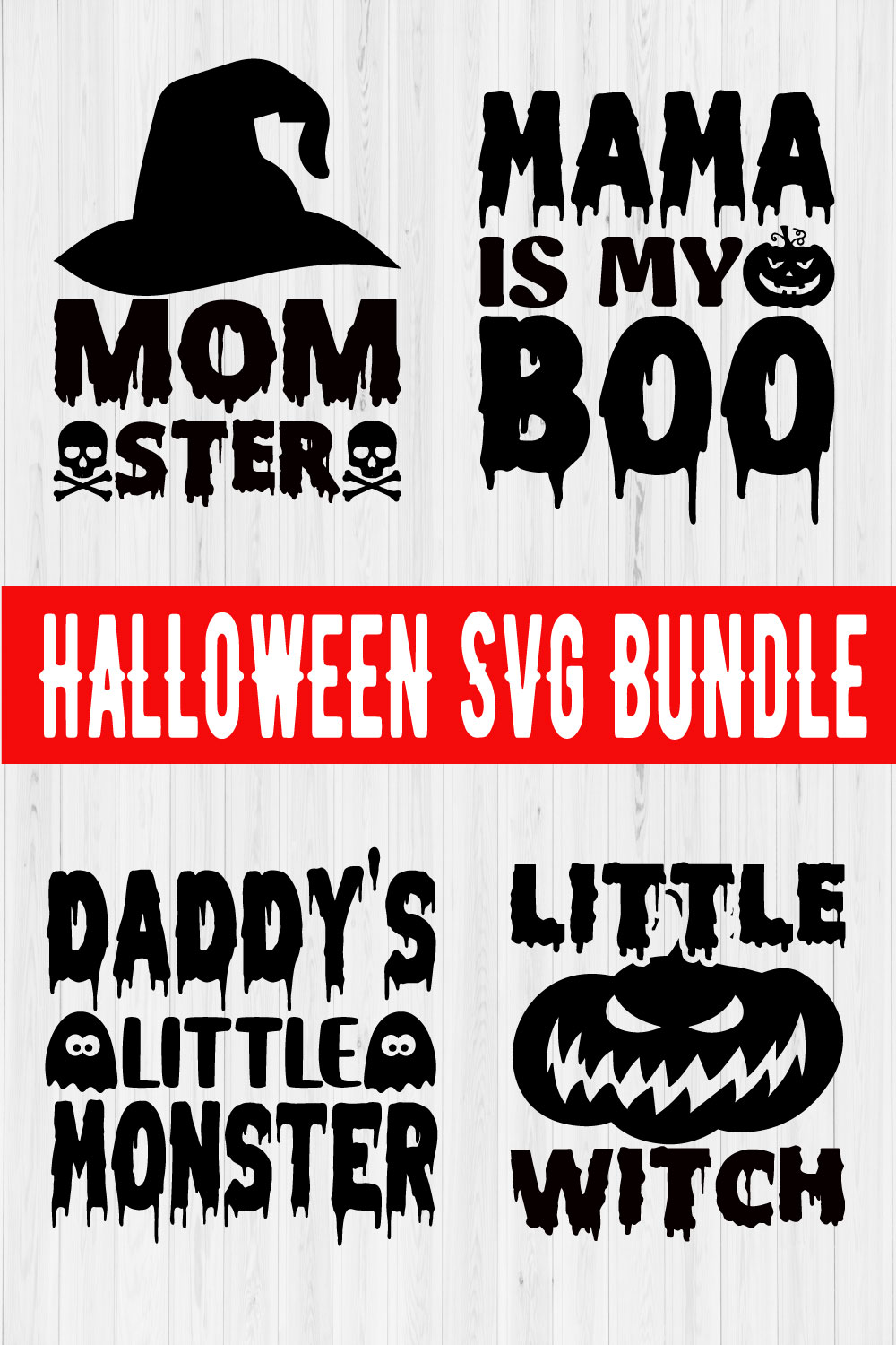 Halloween Svg Quotes Bundle Vol7 pinterest preview image.