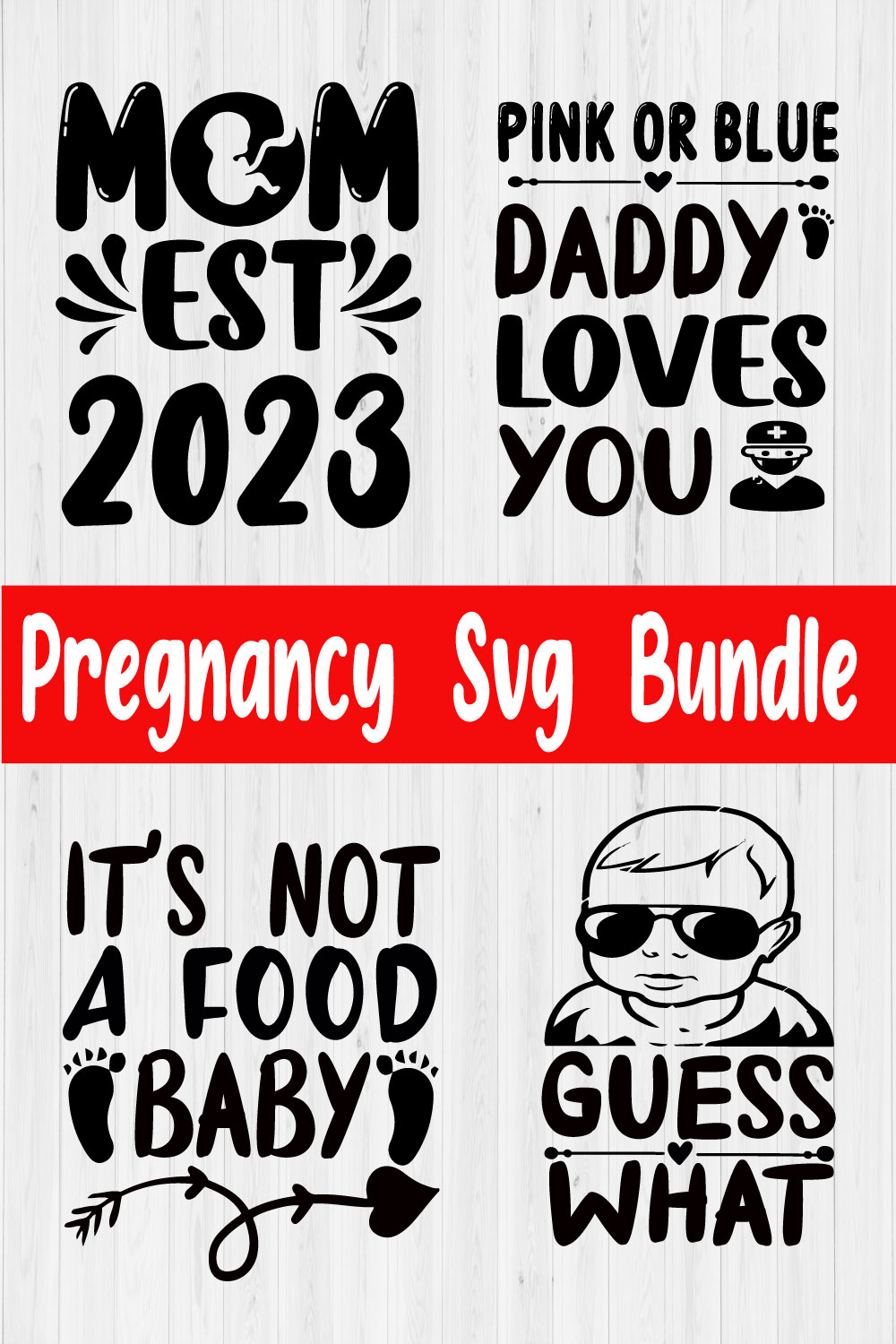 Pregnancy Svg T-shirt Design Bundle Vol7 pinterest preview image.