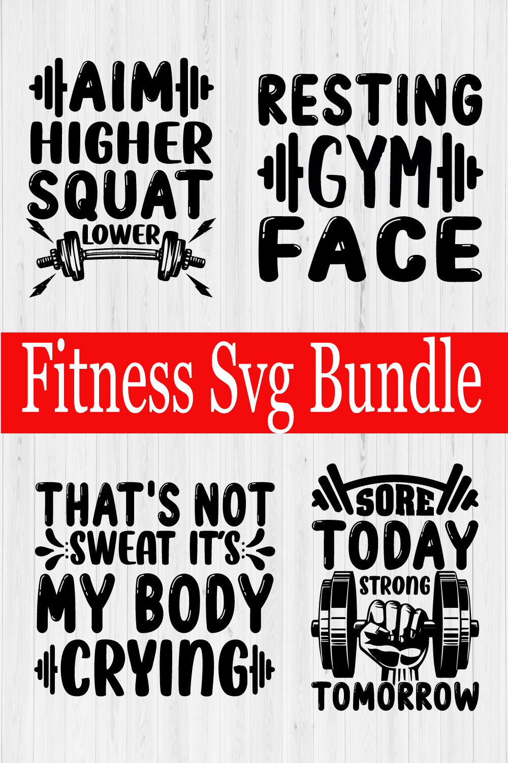 Fitness Svg Bundle Vol1 pinterest preview image.