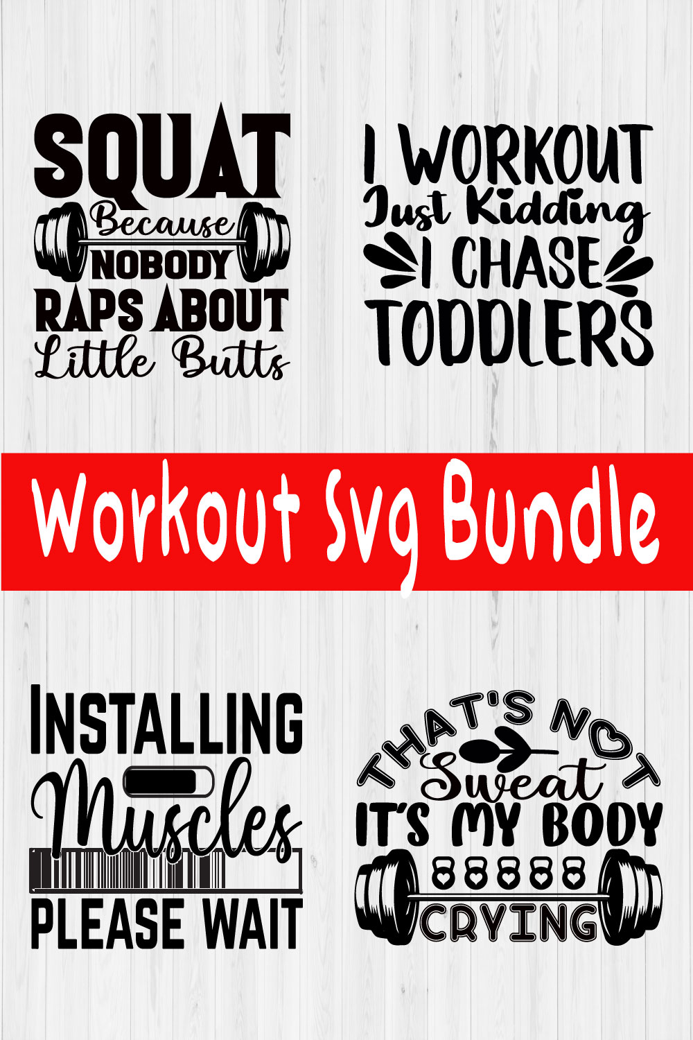 Workout Svg Typography Design Bundle Vol13 pinterest preview image.