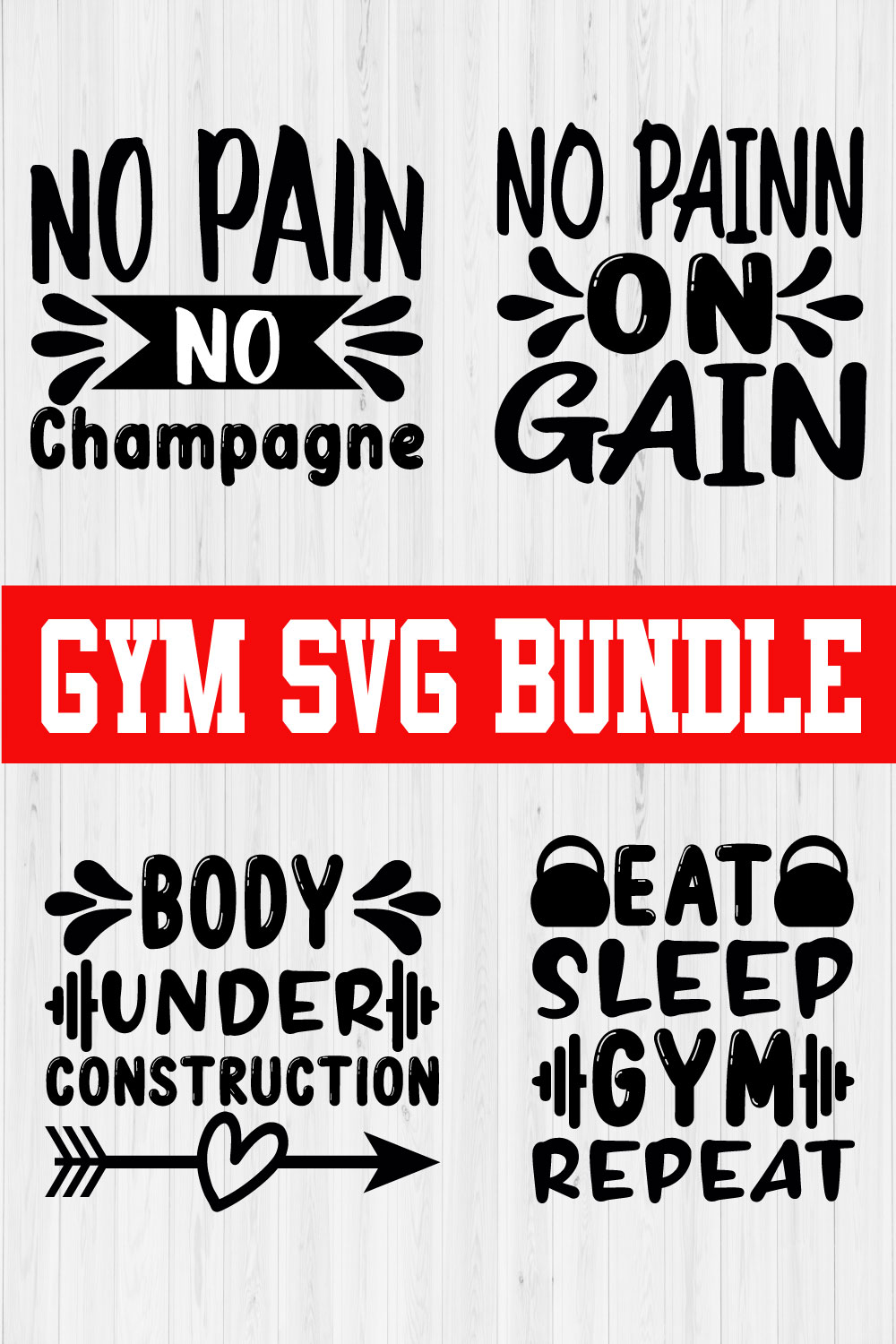Gym Svg Quotes Bundle Vol8 pinterest preview image.