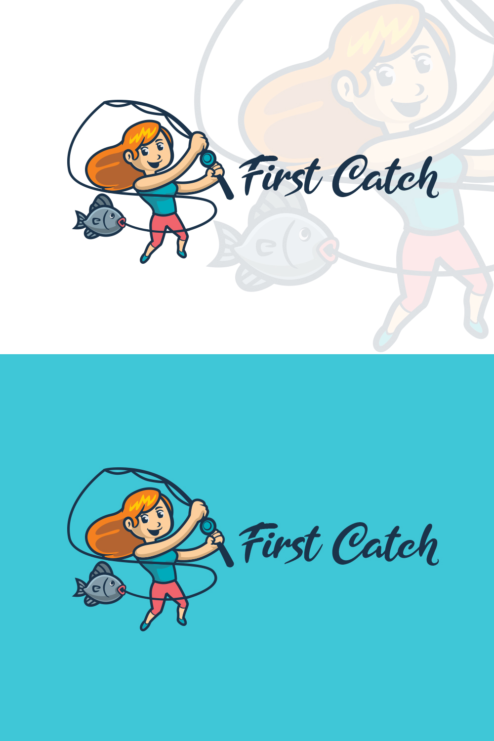 Angler Girl Character Masccot Logo pinterest preview image.