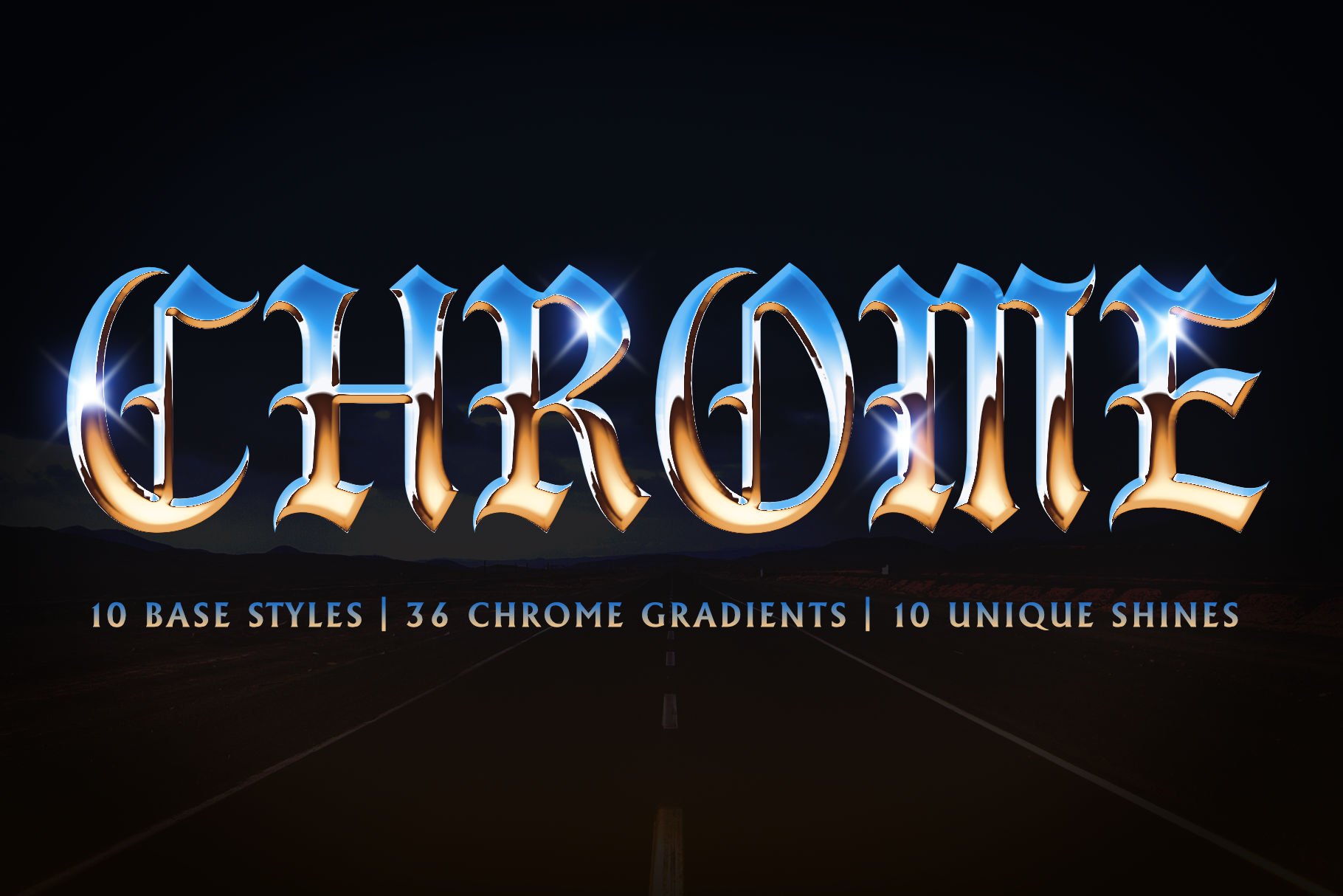 Heavy Metal Chrome Layer Styles preview image.