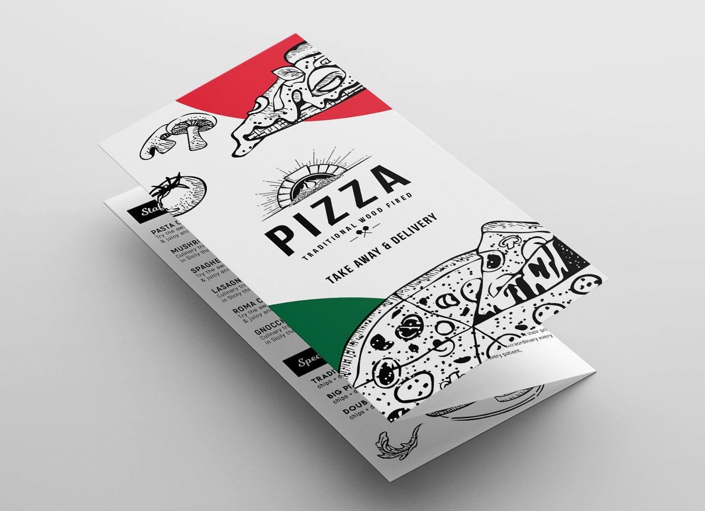 pizza menu tri fold template front 96