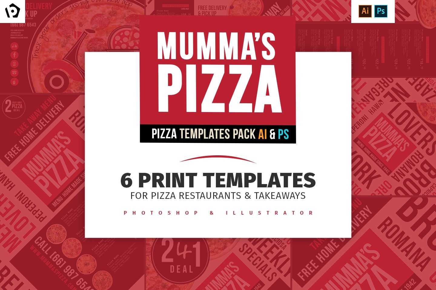 Pizza Menu Template Pack cover image.