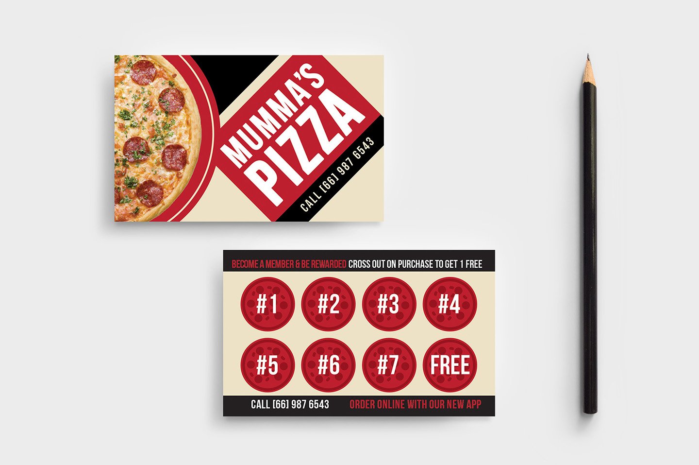 pizza restaurant loyalty card template 609