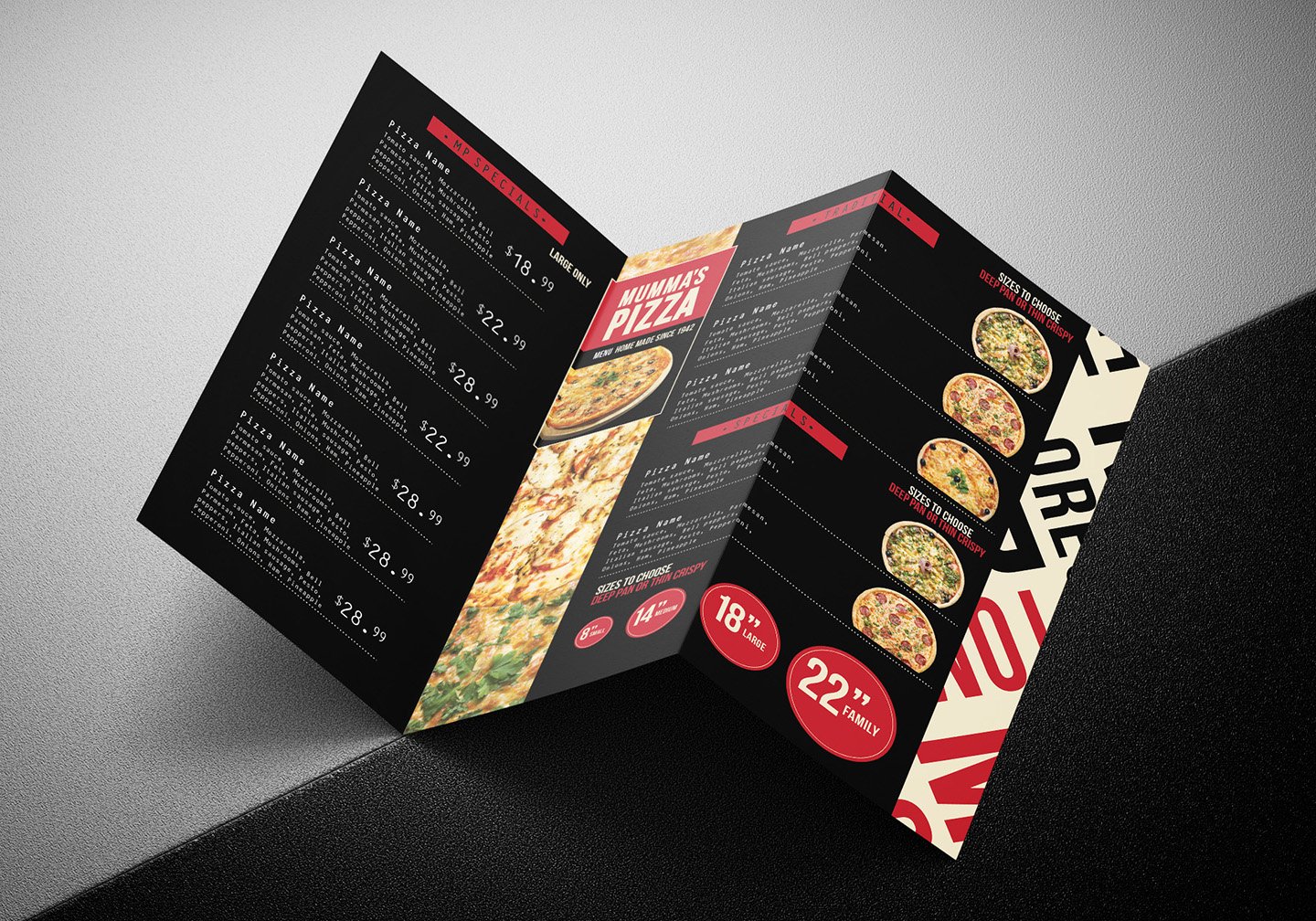 pizza restaurant tri fold menu template 5 996