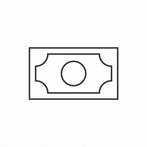 Banknote outline icon on white cover image.