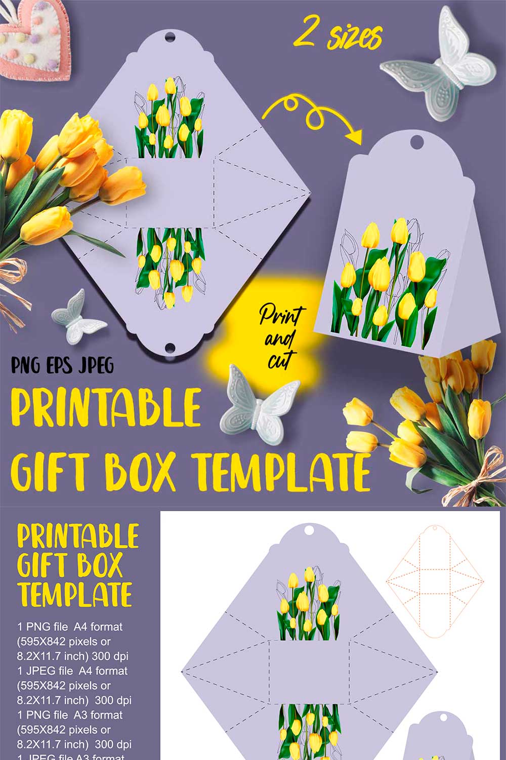 gift box for Mothers Day or March 8th PNG pinterest preview image.