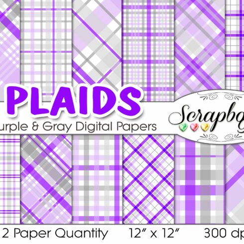 Purple & Gray Plaid Digital Papers cover image.