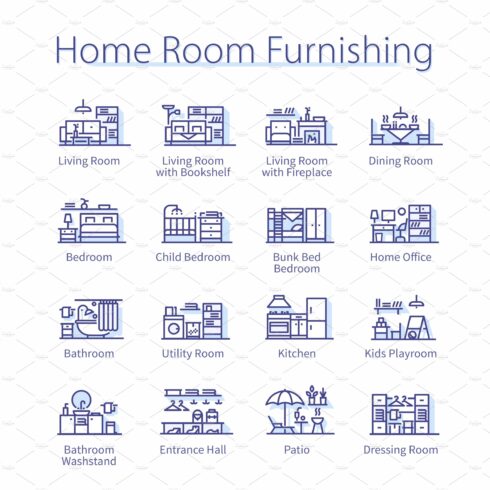 Home room furnishing icons pack cover image.