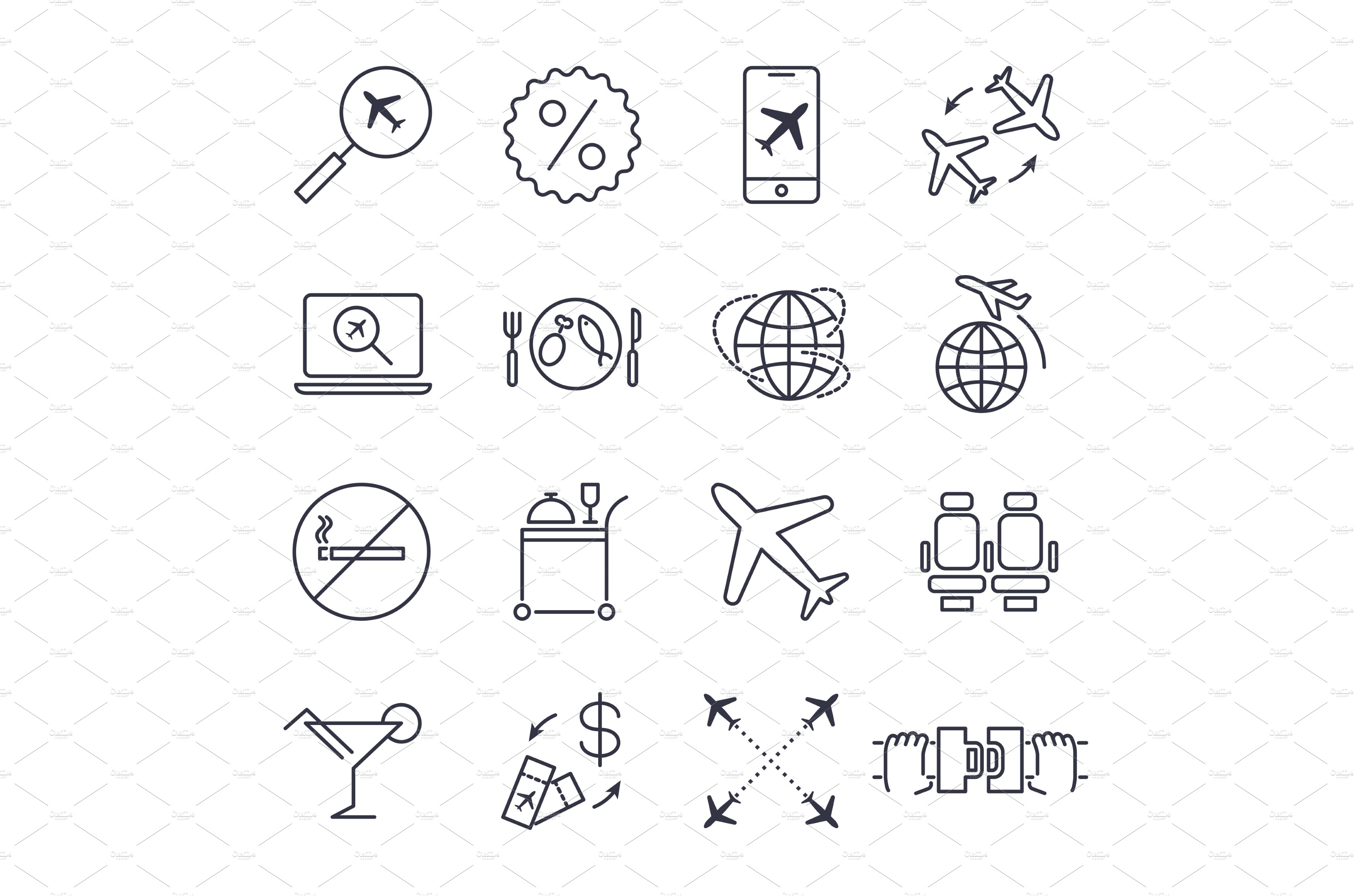 Airport and airplane icons set - cover image.